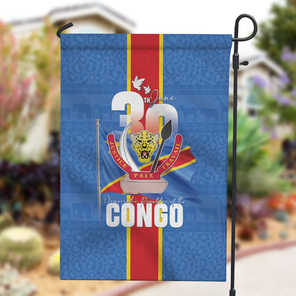 DR Congo Independence Day Garden Flag Leopard Pattern With Coat Of Arms