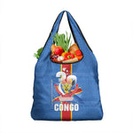 DR Congo Independence Day Grocery Bag Leopard Pattern With Coat Of Arms