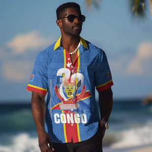 DR Congo Independence Day Hawaiian Shirt Leopard Pattern With Coat Of Arms