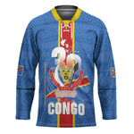 DR Congo Independence Day Hockey Jersey Leopard Pattern With Coat Of Arms