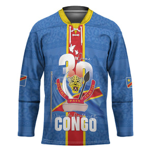 DR Congo Independence Day Hockey Jersey Leopard Pattern With Coat Of Arms