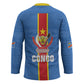 DR Congo Independence Day Hockey Jersey Leopard Pattern With Coat Of Arms