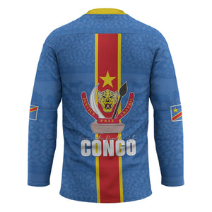 DR Congo Independence Day Hockey Jersey Leopard Pattern With Coat Of Arms