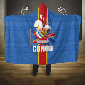 DR Congo Independence Day Hooded Blanket Leopard Pattern With Coat Of Arms