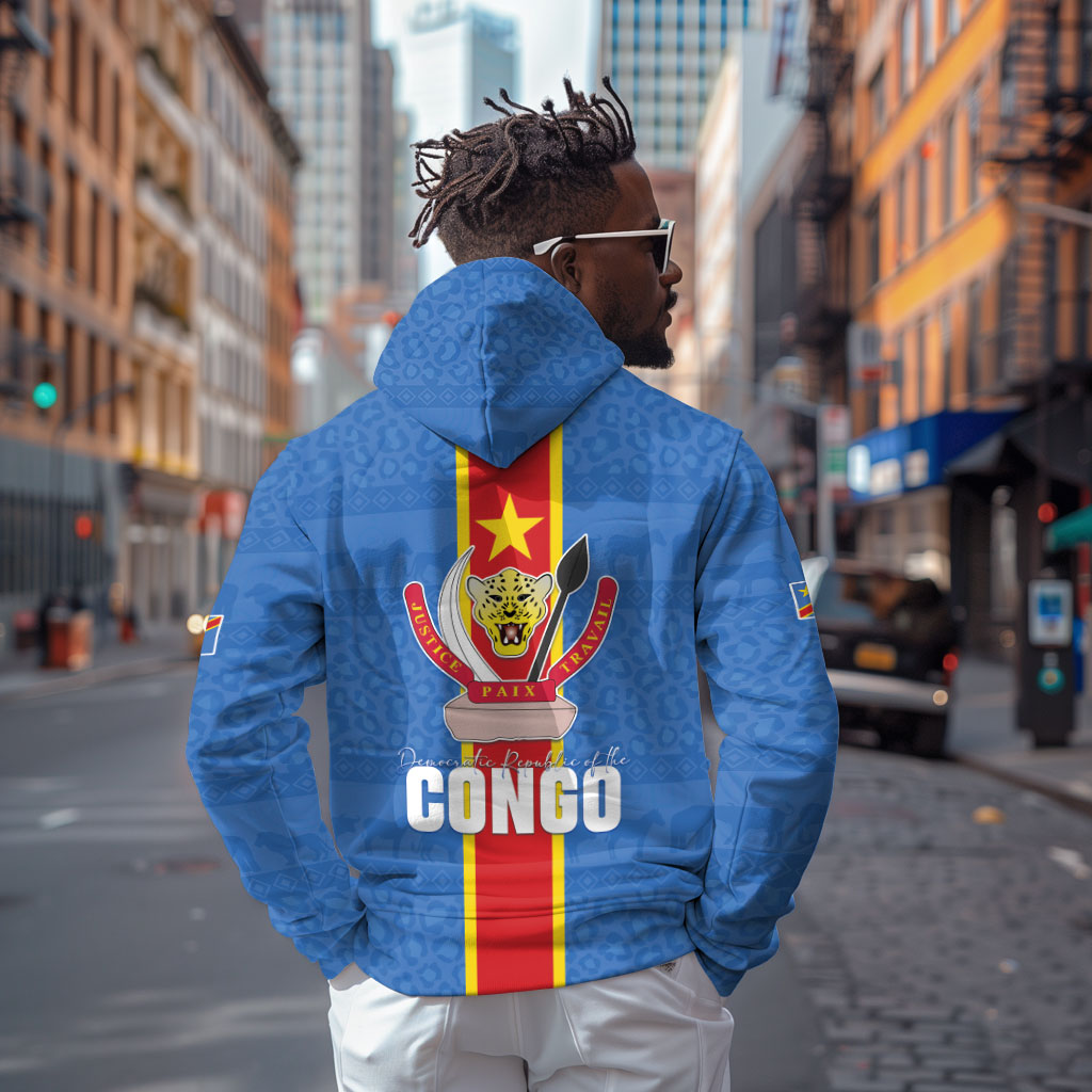 DR Congo Independence Day Hoodie Leopard Pattern With Coat Of Arms