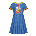 DR Congo Independence Day Kid Short Sleeve Dress Leopard Pattern With Coat Of Arms