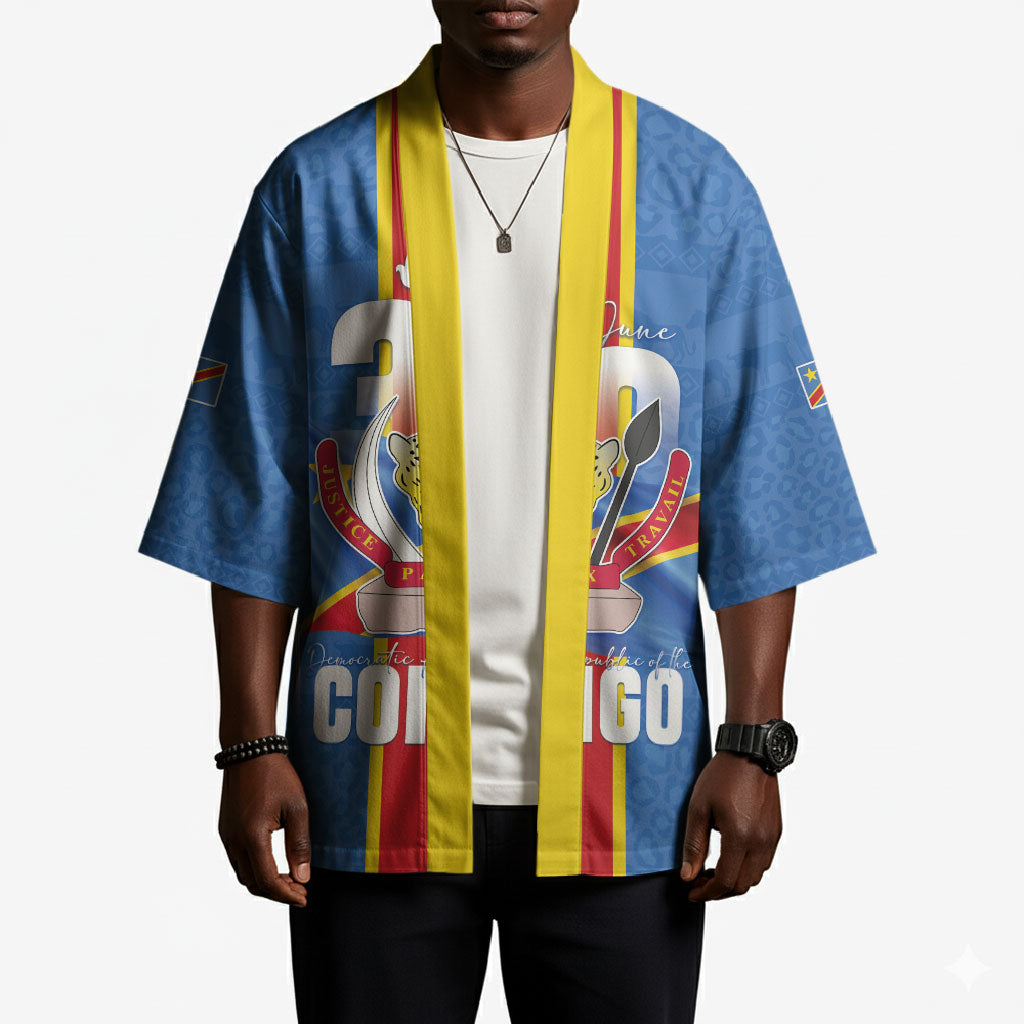 DR Congo Independence Day Kimono Leopard Pattern With Coat Of Arms
