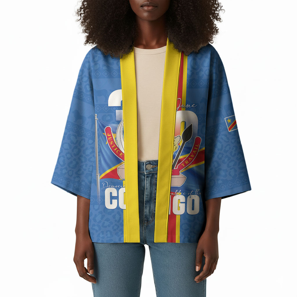 DR Congo Independence Day Kimono Leopard Pattern With Coat Of Arms