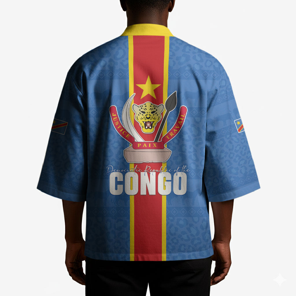 DR Congo Independence Day Kimono Leopard Pattern With Coat Of Arms
