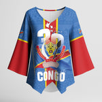 DR Congo Independence Day Kimono Sleeve Blouse Leopard Pattern With Coat Of Arms