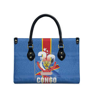 DR Congo Independence Day Leather Bag Leopard Pattern With Coat Of Arms