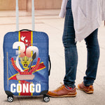 DR Congo Independence Day Luggage Cover Leopard Pattern With Coat Of Arms