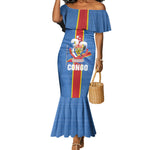 DR Congo Independence Day Mermaid Dress Leopard Pattern With Coat Of Arms
