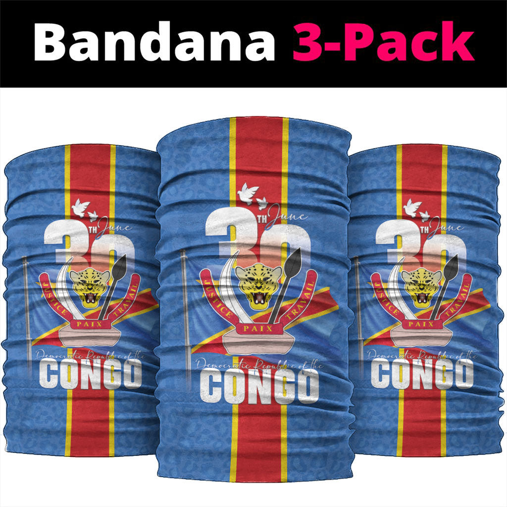 DR Congo Independence Day Neck Gaiter Leopard Pattern With Coat Of Arms