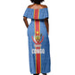 DR Congo Independence Day Off Shoulder Maxi Dress Leopard Pattern With Coat Of Arms
