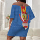 DR Congo Independence Day Off Shoulder Short Dress Leopard Pattern With Coat Of Arms