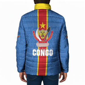 DR Congo Independence Day Padded Jacket Leopard Pattern With Coat Of Arms