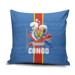 DR Congo Independence Day Pillow Cover Leopard Pattern With Coat Of Arms