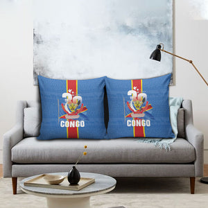 DR Congo Independence Day Pillow Cover Leopard Pattern With Coat Of Arms