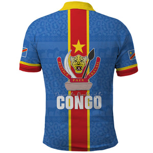 DR Congo Independence Day Polo Shirt Leopard Pattern With Coat Of Arms