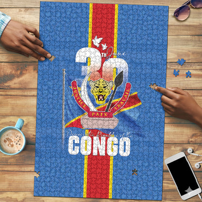 DR Congo Independence Day Puzzle Leopard Pattern With Coat Of Arms