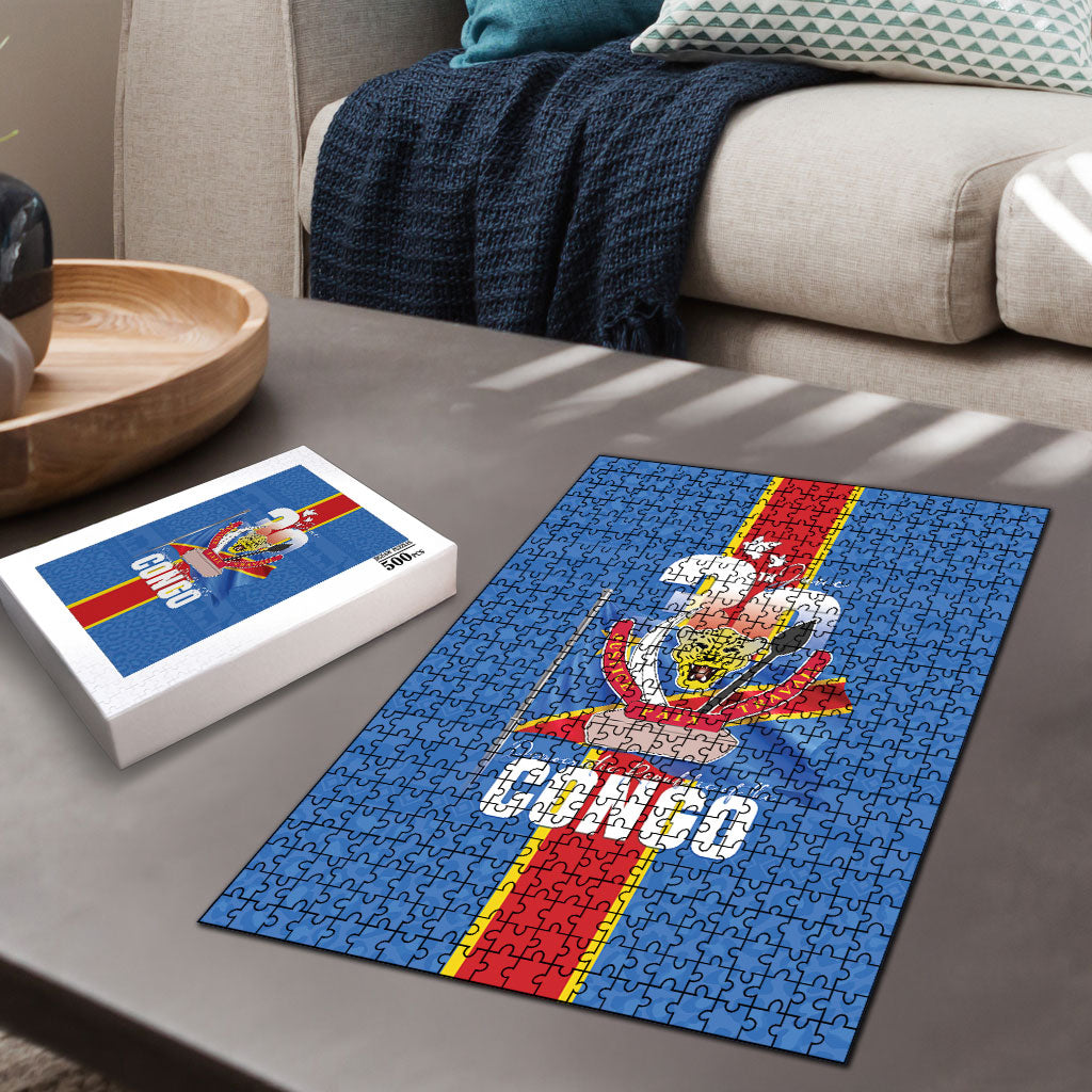 DR Congo Independence Day Puzzle Leopard Pattern With Coat Of Arms