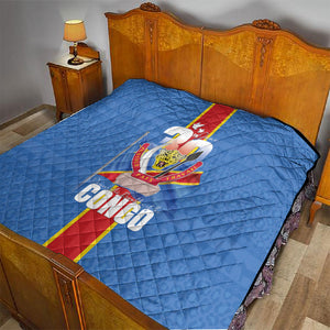 DR Congo Independence Day Quilt Leopard Pattern With Coat Of Arms