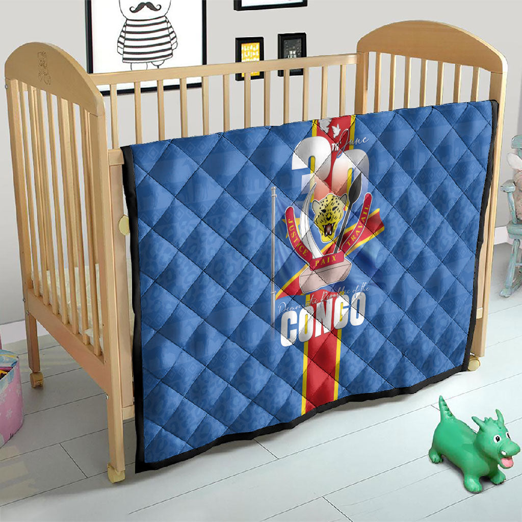 DR Congo Independence Day Quilt Leopard Pattern With Coat Of Arms