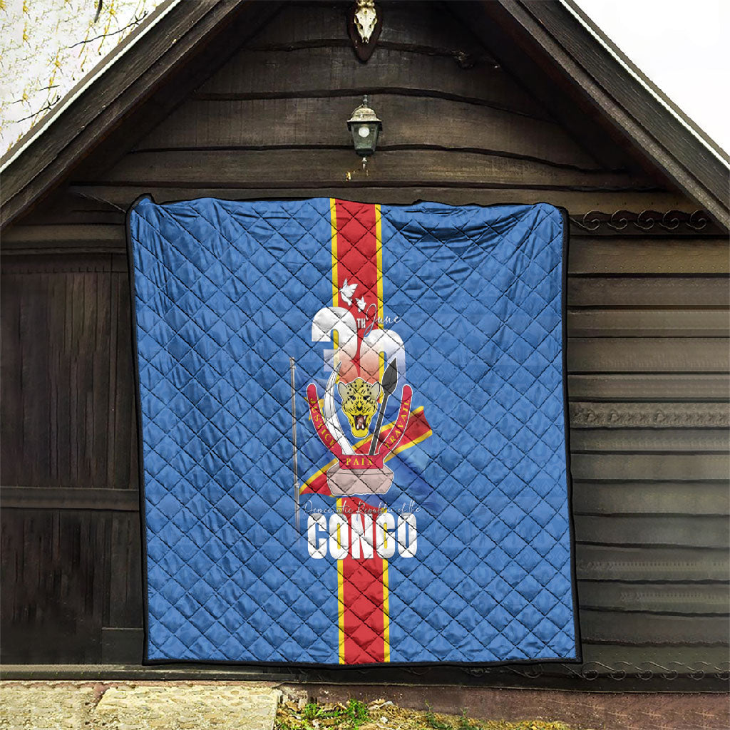 DR Congo Independence Day Quilt Leopard Pattern With Coat Of Arms