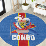 DR Congo Independence Day Round Carpet Leopard Pattern With Coat Of Arms