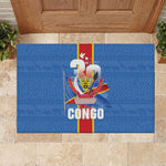 DR Congo Independence Day Rubber Doormat Leopard Pattern With Coat Of Arms