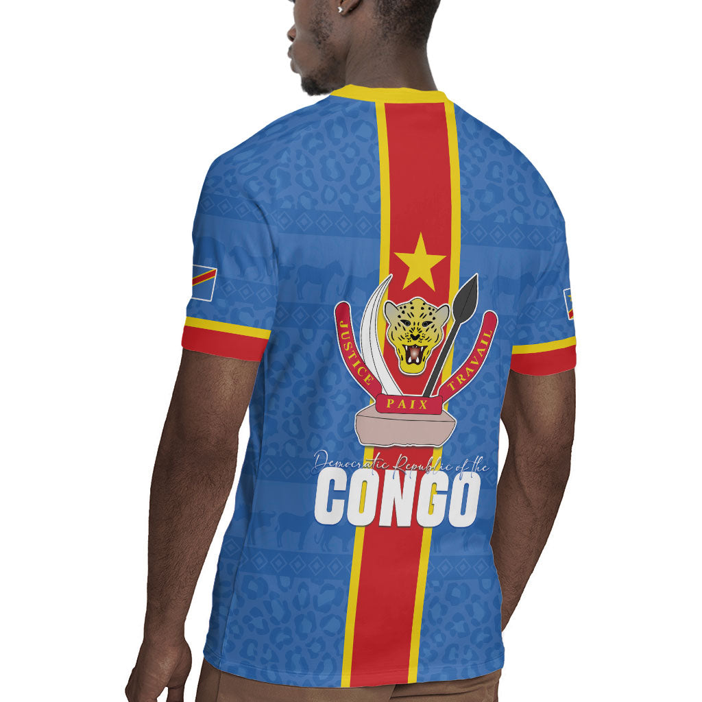 DR Congo Independence Day Rugby Jersey Leopard Pattern With Coat Of Arms