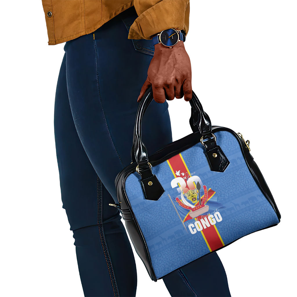 DR Congo Independence Day Shoulder Handbag Leopard Pattern With Coat Of Arms