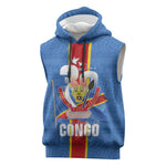 DR Congo Independence Day Sleeveless Hoodie Leopard Pattern With Coat Of Arms