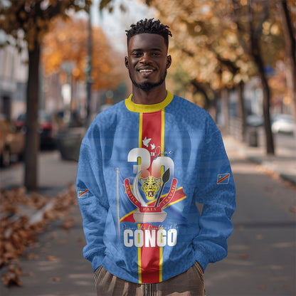 DR Congo Independence Day Sweatshirt Leopard Pattern With Coat Of Arms