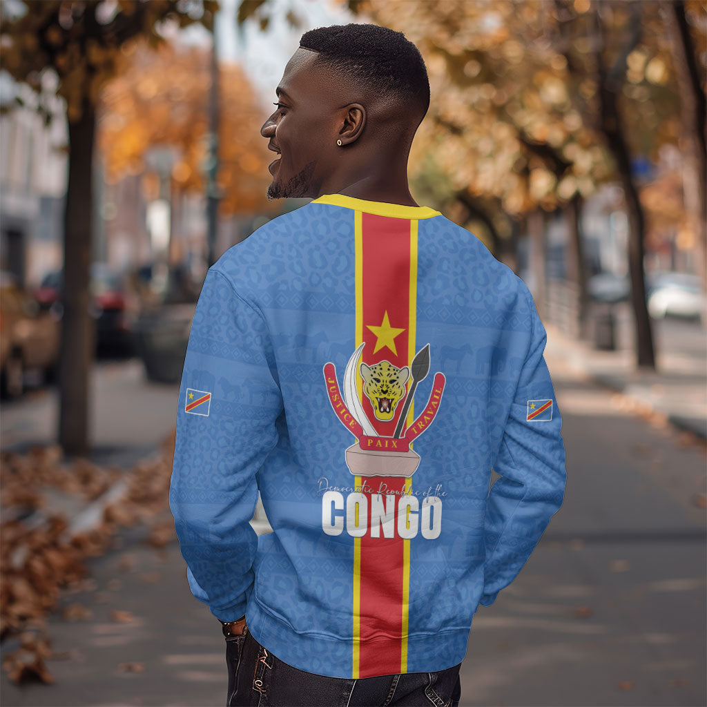DR Congo Independence Day Sweatshirt Leopard Pattern With Coat Of Arms