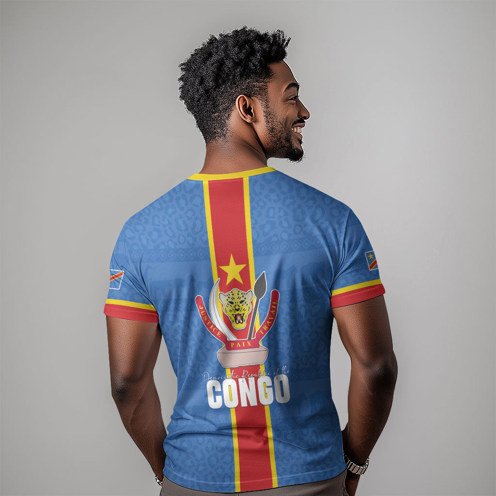 DR Congo Independence Day T shirt Leopard Pattern With Coat Of Arms