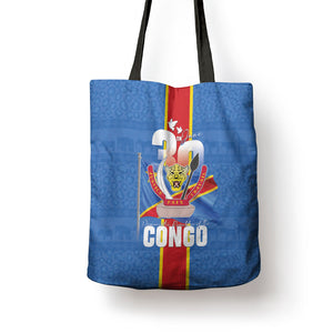 DR Congo Independence Day Tote Bag Leopard Pattern With Coat Of Arms