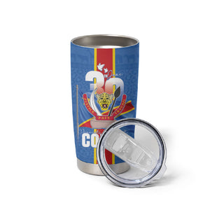 DR Congo Independence Day Tumbler Cup Leopard Pattern With Coat Of Arms