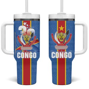 DR Congo Independence Day Tumbler With Handle Leopard Pattern With Coat Of Arms
