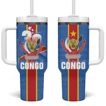 DR Congo Independence Day Tumbler With Handle Leopard Pattern With Coat Of Arms