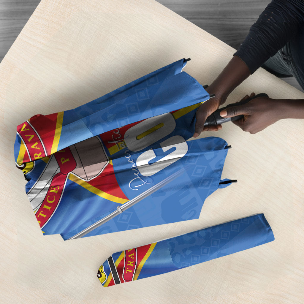 DR Congo Independence Day Umbrella Leopard Pattern With Coat Of Arms
