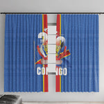 DR Congo Independence Day Window Curtain Leopard Pattern With Coat Of Arms