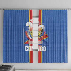 DR Congo Independence Day Window Curtain Leopard Pattern With Coat Of Arms