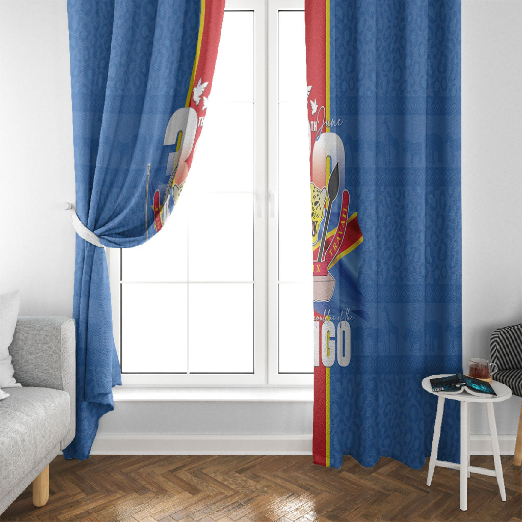DR Congo Independence Day Window Curtain Leopard Pattern With Coat Of Arms