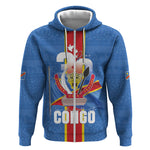 DR Congo Independence Day Zip Hoodie Leopard Pattern With Coat Of Arms