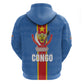 DR Congo Independence Day Zip Hoodie Leopard Pattern With Coat Of Arms