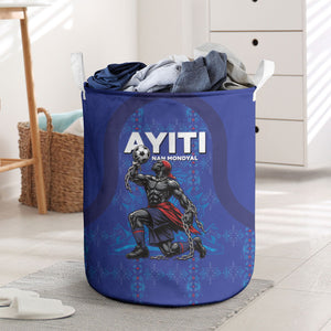 Haiti Ayiti Nan Mondyal 2026 Laundry Basket Fyete Lit Victwa Blue Version