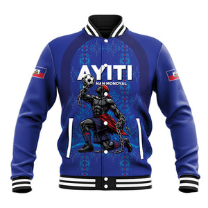 Custom Haiti Ayiti Nan Mondyal 2026 Baseball Jacket Fyete Lit Victwa Blue Version