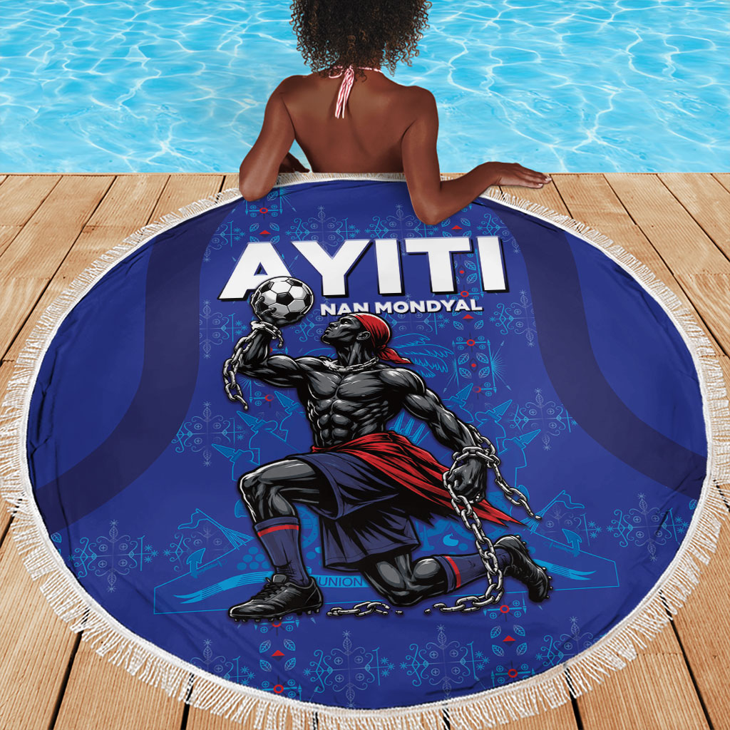 Haiti Ayiti Nan Mondyal 2026 Beach Blanket Fyete Lit Victwa Blue Version
